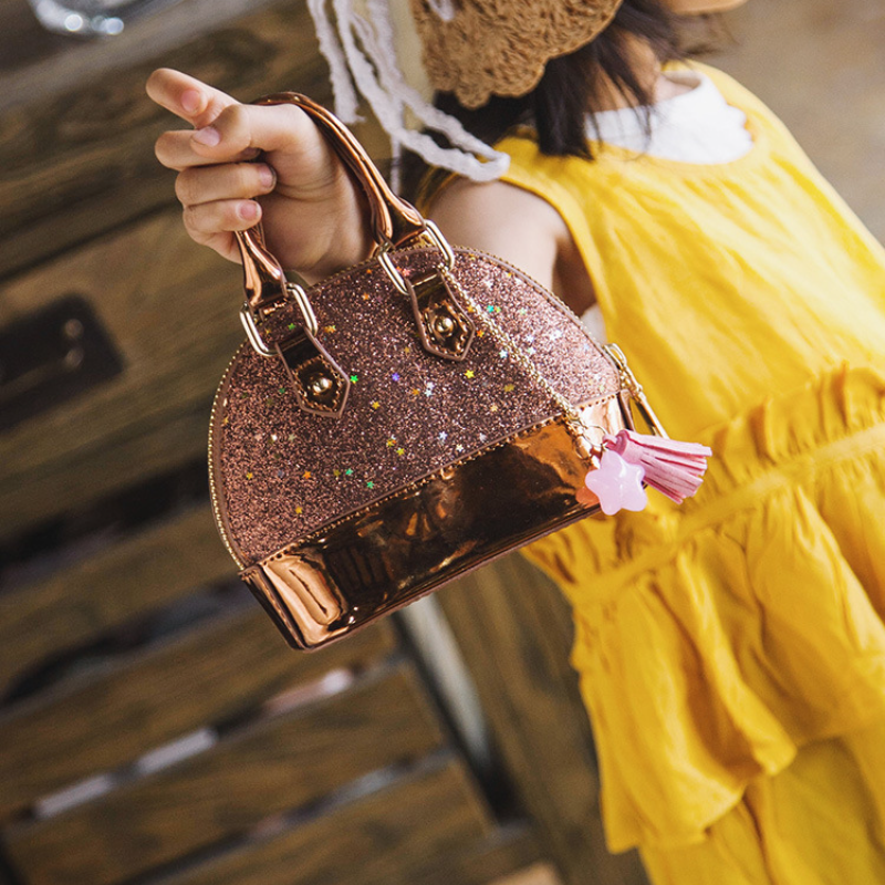 2022 Children Shell Bags Girls Messenger Fashion Princess Bag Cute Little Girl Mini Sequin Chain Bag Accessories