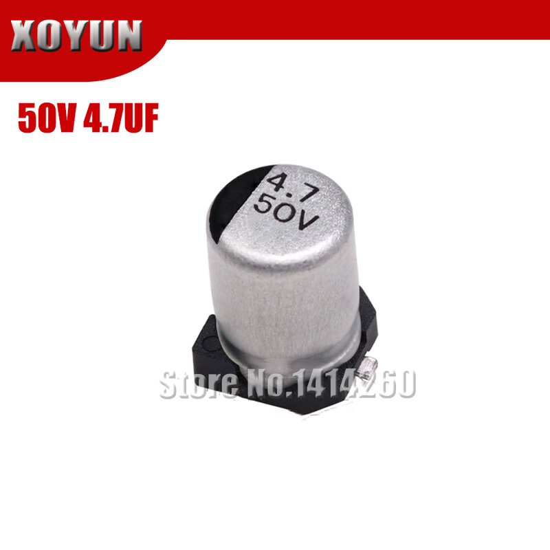 Capacitor eletrolítico de alumínio smd, capacitor eletrolítico 50v4.7uf 4*5.4mm, 4.7uf 50v, com 10 peças