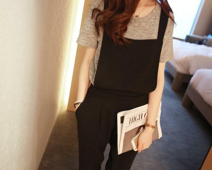 Women Fall And Spring Jumpsuits England Style Ankle -Length Fashionable Comfortable Cotton Bodysuits Plus Size Black