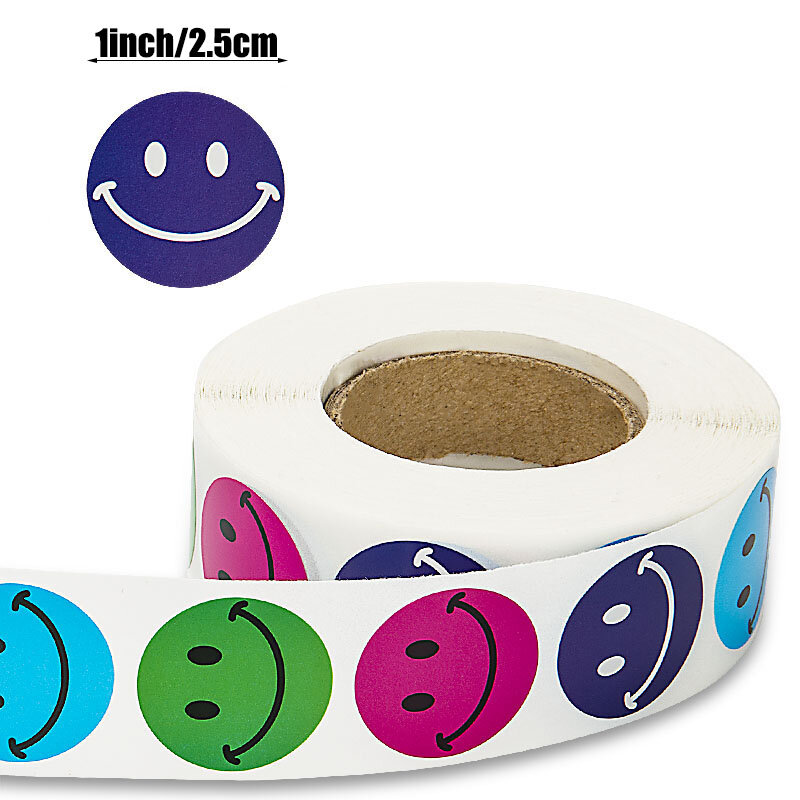 500 stücke/rolle bunte smiley gesicht aufkleber für kinder spielzeug dekoration lehrer belohnung aufkleber für kinder Cartoon Lächeln Gesicht