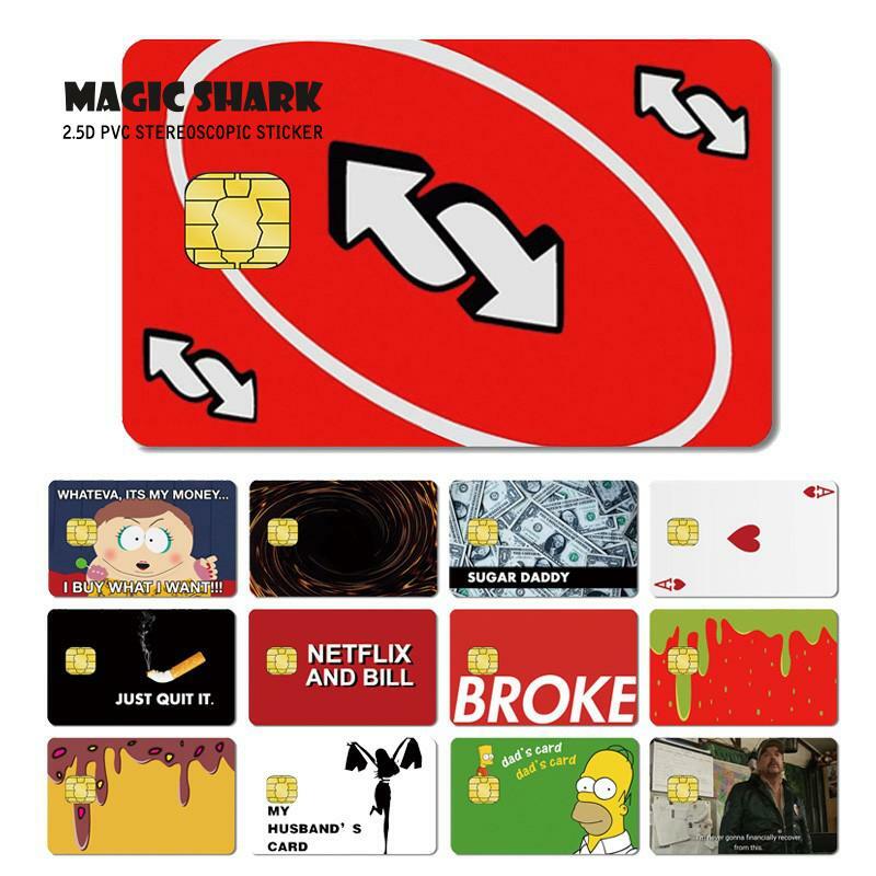 Magic Shark złamał lody Poker Simplson nie znikną Film Case naklejka na pokrywę skóry dla kart debetowych kredytowych
