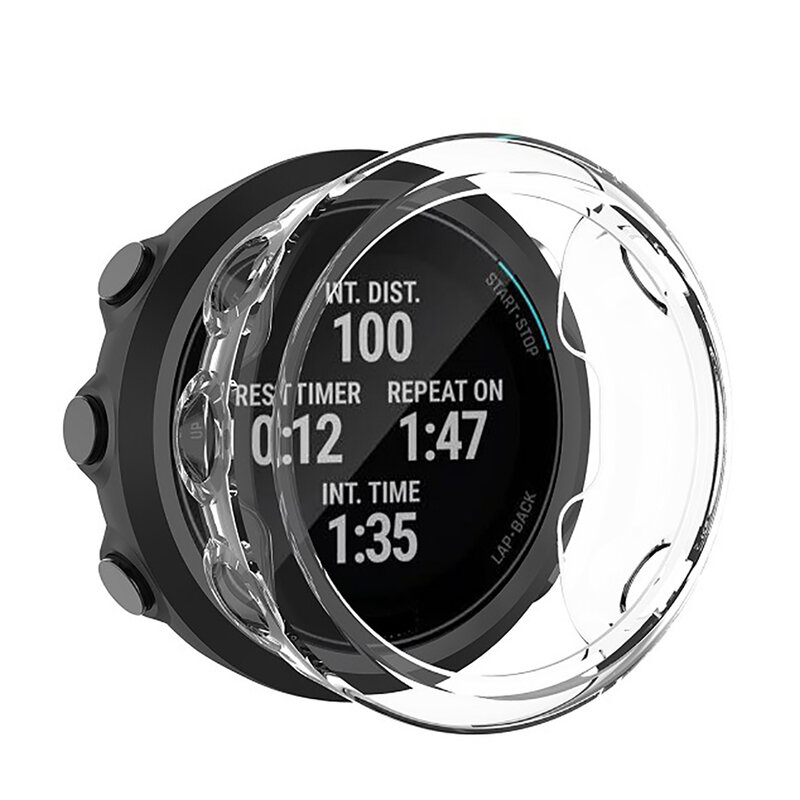 2 + 1 futerał ochronny + ochraniacz ekranu dla Garmin Swim 2 smart watch miękka TPU pokrywa ochronna powłoka ze szkła hartowanego
