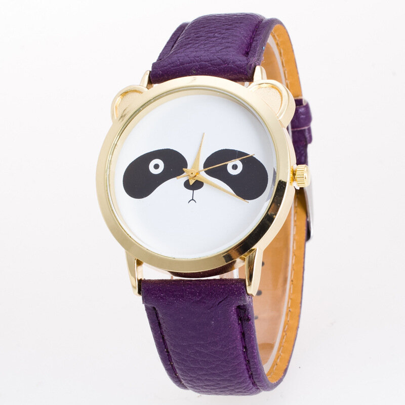 2021 nova moda casual panda animal relógio coreano casal relógio de quartzo estudantes enviar presentes um para o outro