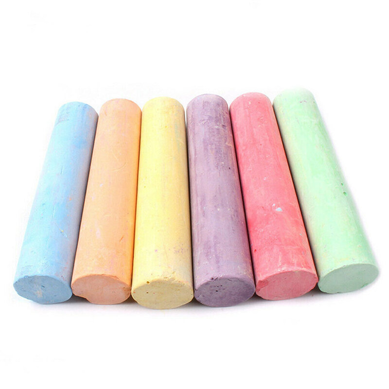 6/12pcs Mixed Colour Chalk Sticks Pack Water Soluble for Kids Playground School Supplies Art Learning Teacher Accessories