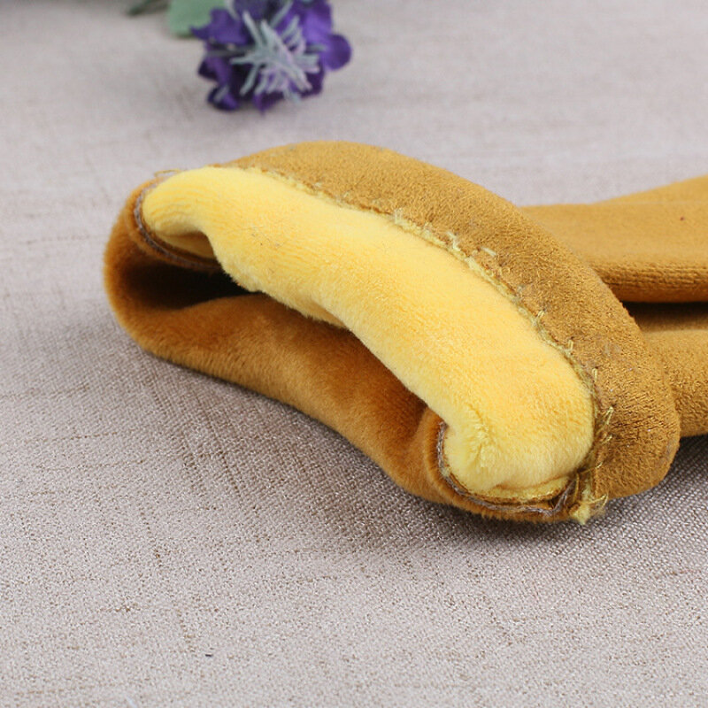 Зимние женские утепленные бархатные однотонные перчатки из искусственной кожи для сенсорных экранов и выступлений