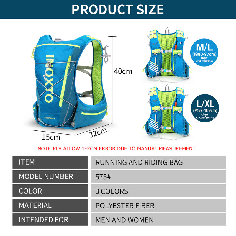 INOXTO New Running Vest zaino 8L ciclismo zaino idratante escursionismo maratona idratante con sacca d'acqua da 1,5 litri bottiglia d'acqua da 500ml