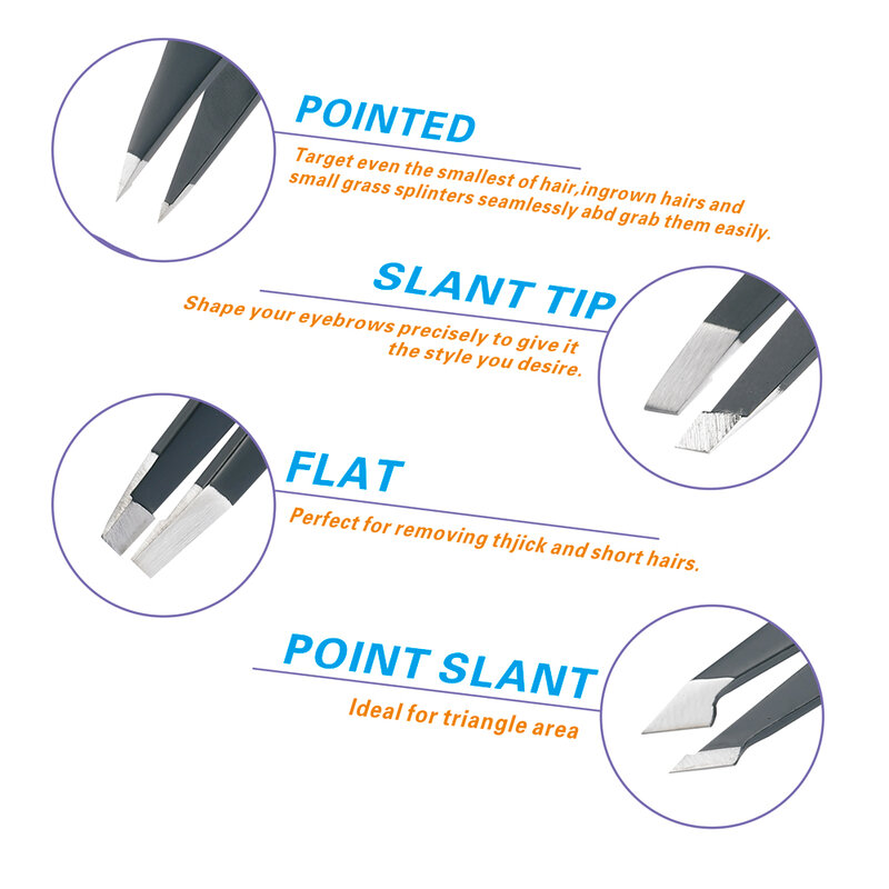 4Pcs Anti-static Stainless Steel Tweezers Maintenance Tools Industrial Precision Straight Tweezers Repair Tools For Eyebrow DIY