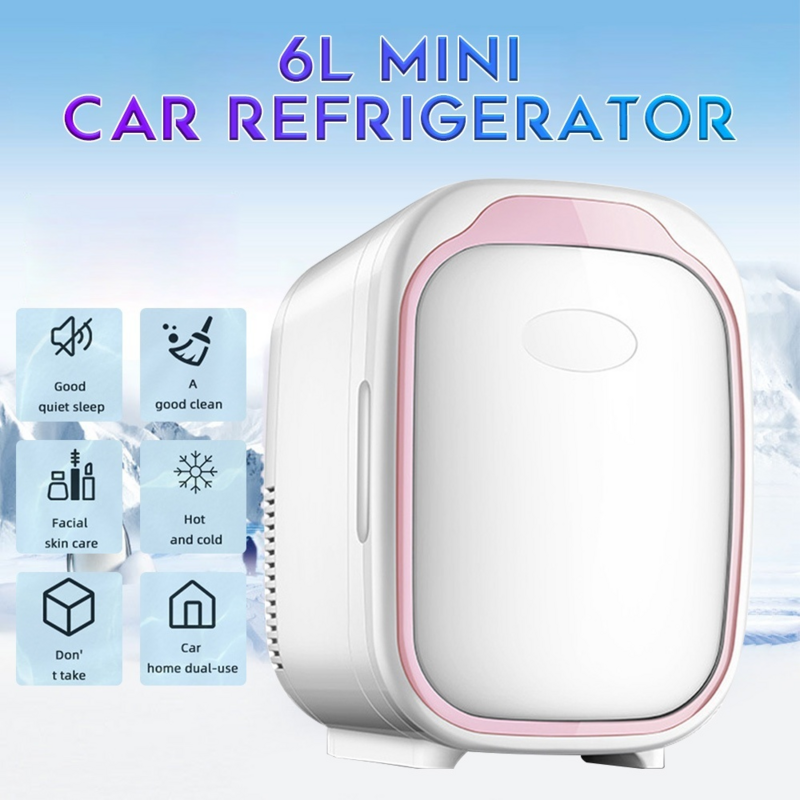 Mini nevera portátil multifuncional de doble uso para coche, refrigerador pequeño de 6L, para viaje