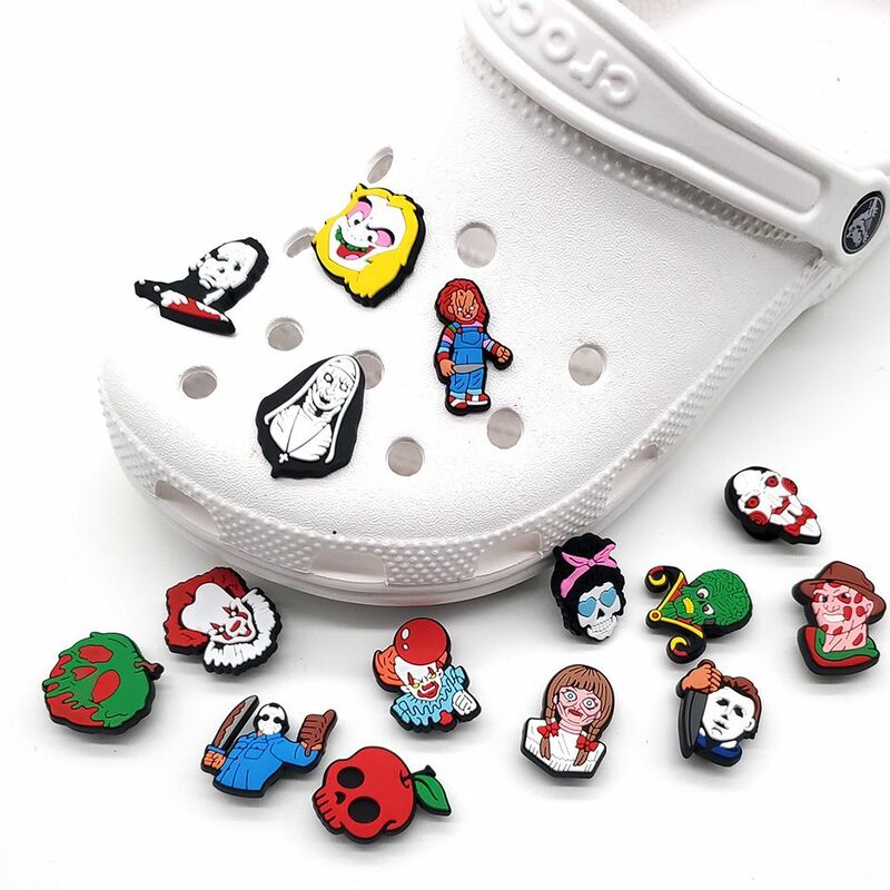 Hot 1pcs Horror Style PVC Shoe Charms Funny DIY Shoe Accessories Fit Sandals Decorations Unisex adult Halloween Gifts