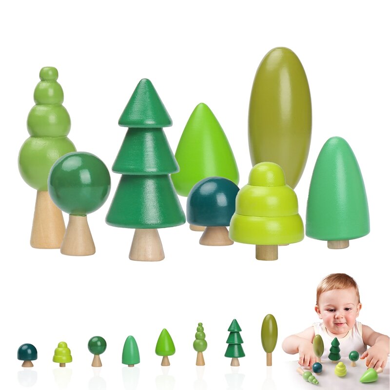 Blocchi di costruzione in legno ornamenti della foresta giocattoli albero di natale a fungo bambini giocattoli educativi Montessori in legno di presa abbinati