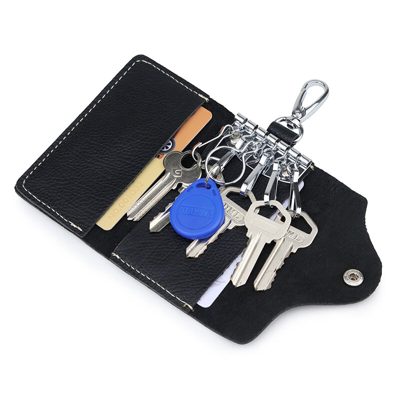 New Arrivals Men Key Holder Housekeeper Leather Keys Organizer Women Key chain Covers Zipper Key Case Bag Unisex Pouch Purse