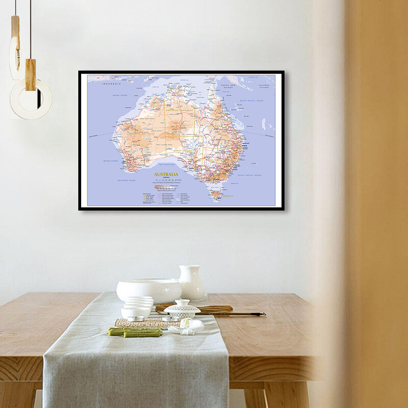 84*59cm Australia teren i mapa ruchu plakat artystyczny na płótnie obraz dekoracyjny do domu dzieci szkolne