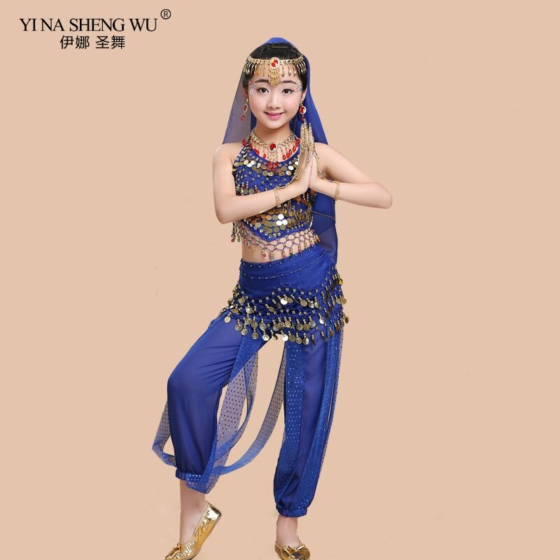 Kinder Bauchtanz Kostüme Set Oriental Dance Kostüme Mädchen Ägypten Bollywood Indischen Bauchtanz Kleidung Indien 6 Farbe Dance Set