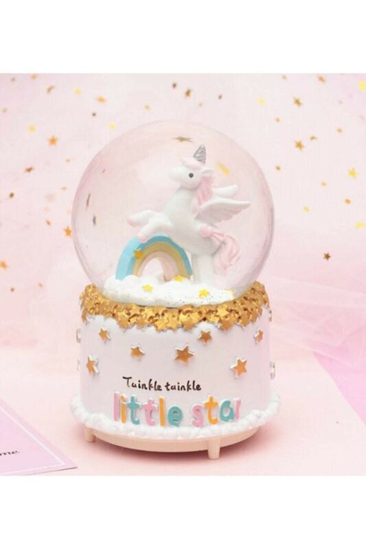 Music Unicorn Snow Globe Snow Spraying Crystal Balls Gift Luminous Globes Office And Home Decoration
