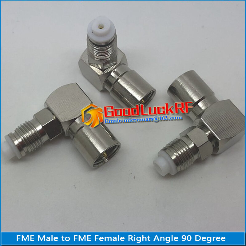 1X Pcs High-quality FME  Male To FME Female Jack 90 Degree Right Angle Nickel Plated Brass RF Connector Adapter