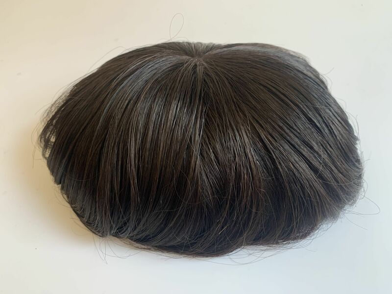 System wymiany naturalny czarny kolor męska peruka grzywny Mono + PU baza naturalne proste włosy kawałki naturalny wygląd Remy włosy