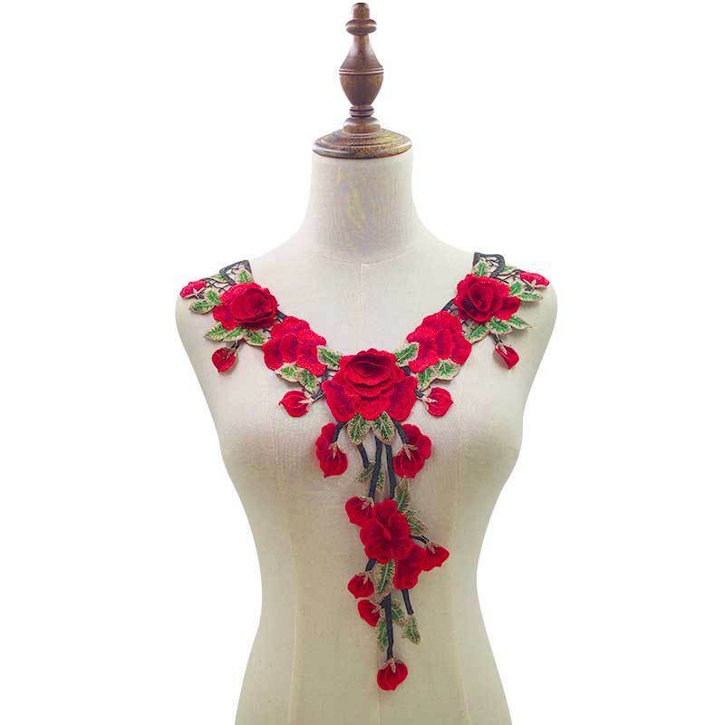 Ramillete bordado doble aplique cuello falso DIY accesorios de sastre de ropa
