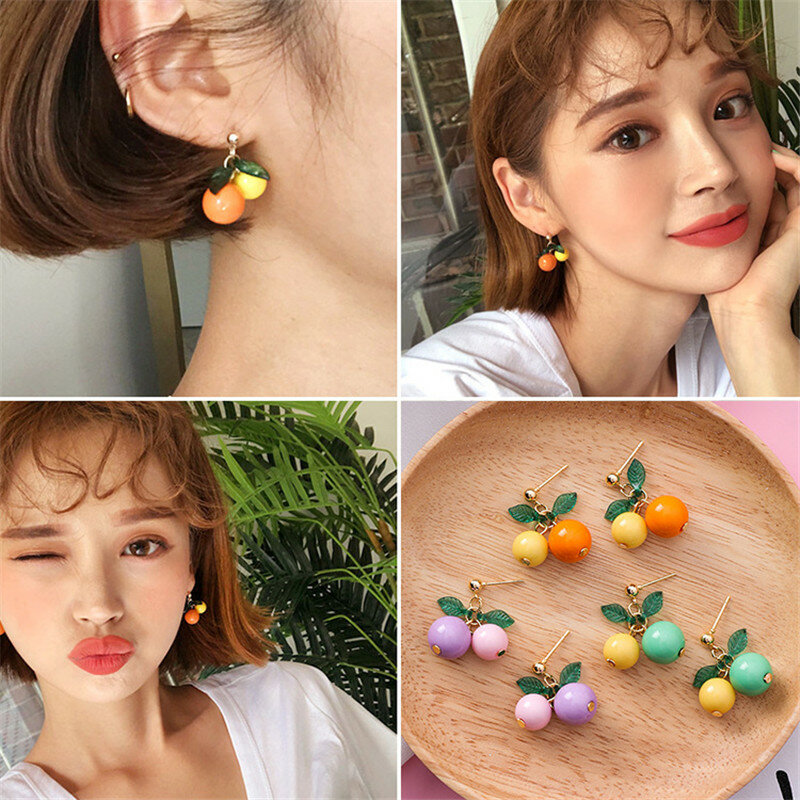 Rote Kirsche Ohrringe für Frauen Niedlich Obst Kirsche Perlen Anhänger Ohrringe Süße Geschenke Mädchen Schmuck Bijoux