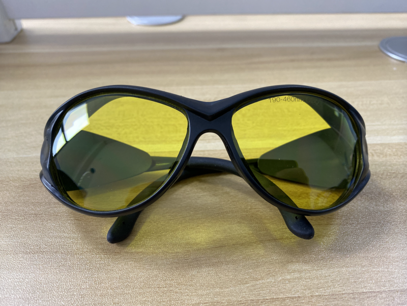Óculos de segurança com laser azul 405nm 445nm o.d 5 + ce com corda elástica de pano de limpeza