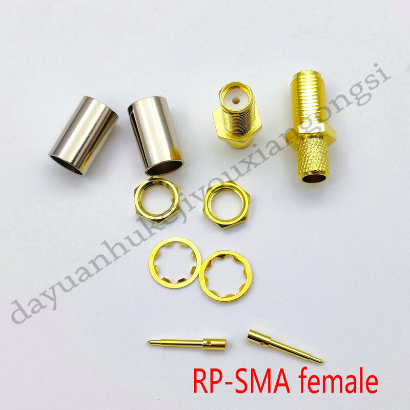 100PCS brass SMA female/ RP-SMA female Crimp for RG8X RG-8X LMR240 Coaxial Coax Cable adapter