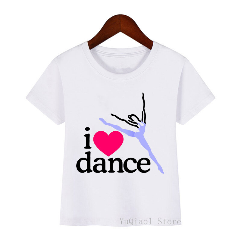 Tanzen Mädchen Kurzarm Sommer Tops Baby Mädchen Casual Kleidung Kinder Kawaii ICH Liebe Dance Print Harajuku T shirt Kinder
