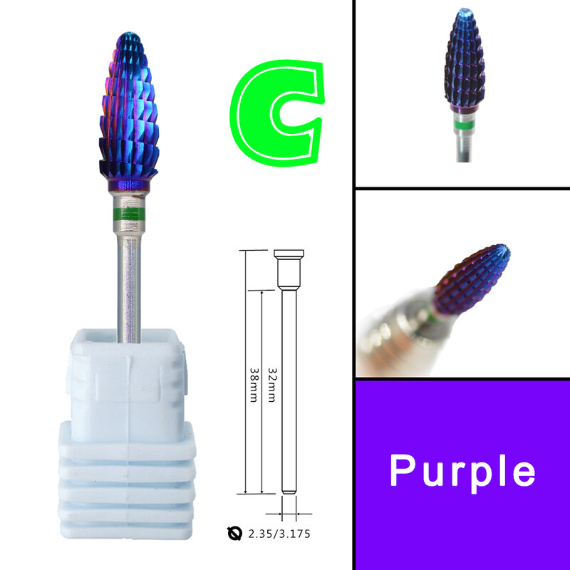NAILTOOLS Carbide Purple Large Cone milling cutters removel gel polish powder varnish Nail Drill Bit