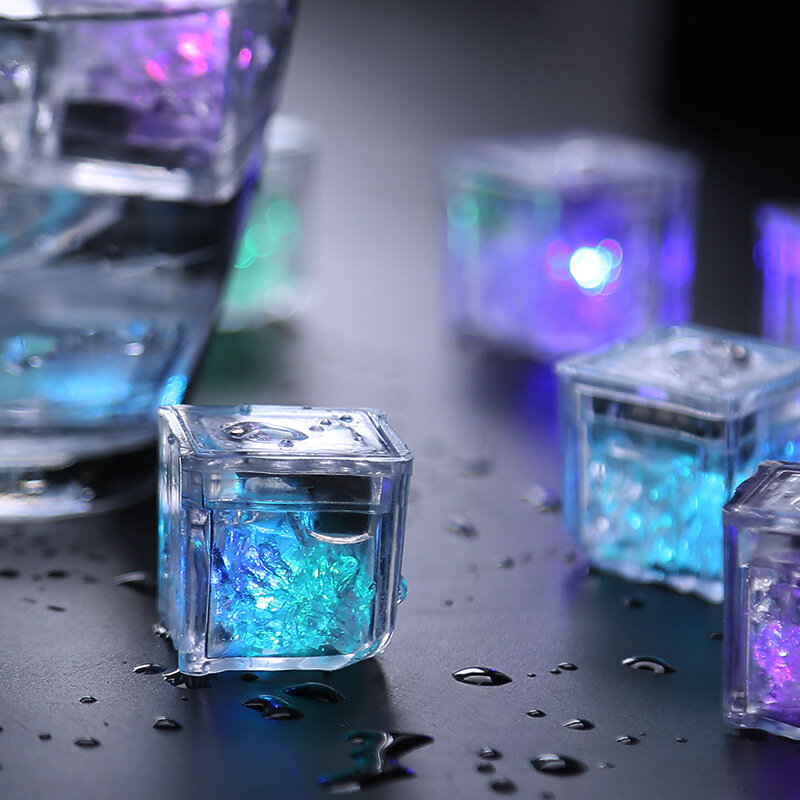 12Pcs Ice ก้อนโคมไฟ LED Luminous Ice Cube Night Light Light-Up Bar ถ้วยแต่งงาน Decor โคมไฟ new Glow Party Supplies