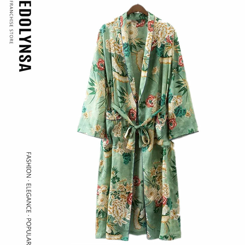 2020 della boemia Stampato il vestito Spiaggia di Estate Vestiti di Usura Lungo Kimono Cardigan Più Il Formato Del Cotone Tunica Donne Magliette E Camicette e Camicia Camicette A147