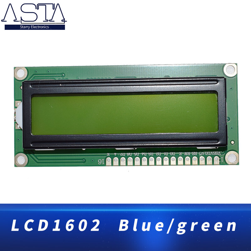 Frete grátis 10 pçs 1602 16x2 personagem módulo de exibição lcd hd44780 controlador azul/tela verde blacklight lcd1602 lcd monitor 1