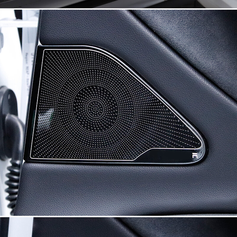 Drzwi samochodu filar osłona głośnika metalowe logo naklejana etykieta dla Tesla Model 3 samochodowy sprzęt Audio Panel Protector dekoracje naklejki do stylizacji