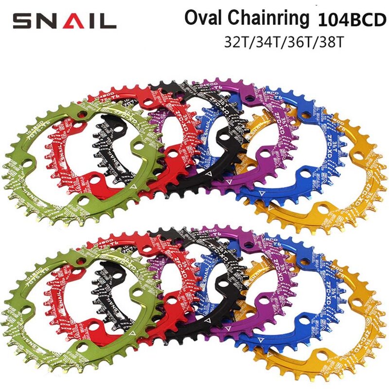 MTB Bicycle Chain Ring 104BCD Oval Chainring Chainwheel Aluminum Alloy Narrow Wide  Chain Ring Mountain Bike Parts Accessories