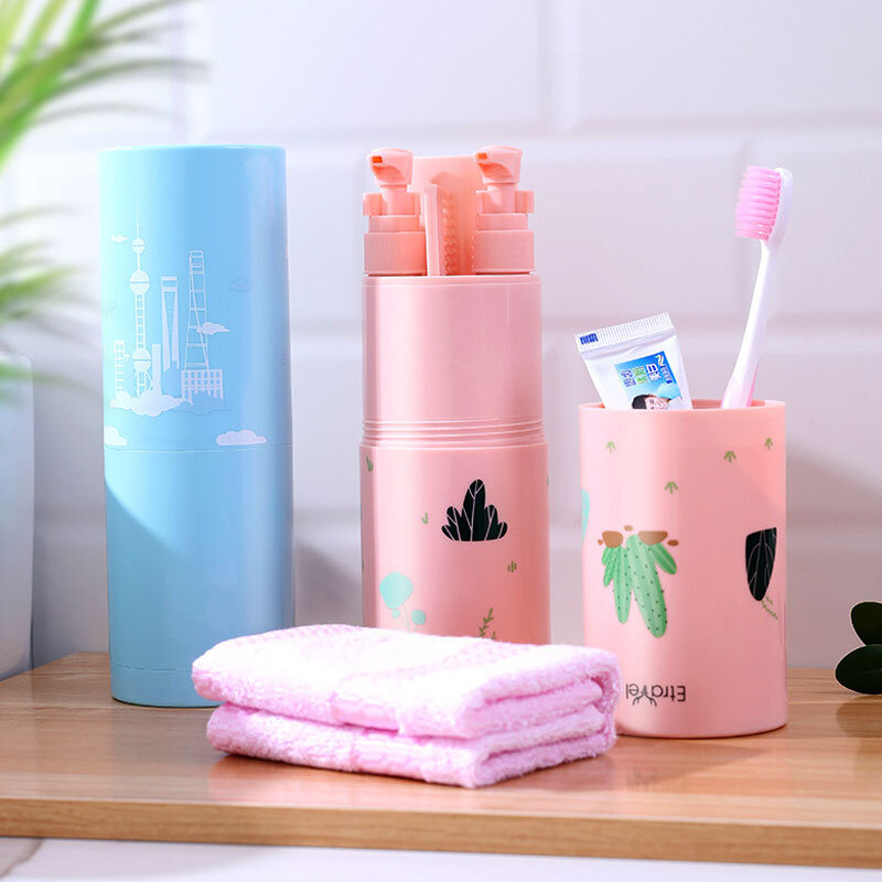5Pce/set Travel Cup For Toothbrush Tooth Bathroom Cups Travel Set Portable Toothpaste Towel Storage couple cup Wash Accessorie