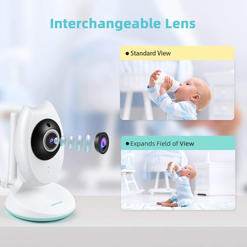 Top HM132 4.3 inch Baby Monitor with Camera Nanny 2-split Screen Night Vision VOX Mode 2 Way Audio Temperature Monitoring