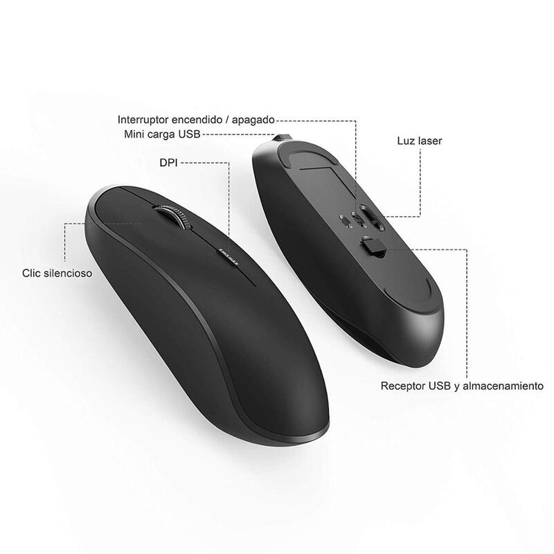 Wireless keyboard and mouse, Spanish layout, rechargeable battery, stable USB connection, suitable for notebook, computer, gray