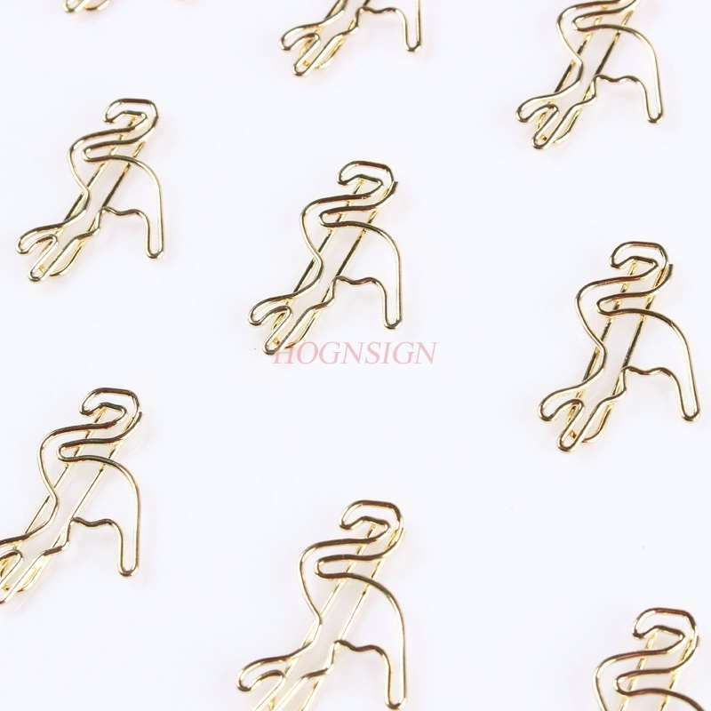 20 stücke golden geformte Flamingo Büroklammer Cartoon Büroklammer Pin Büroklammer