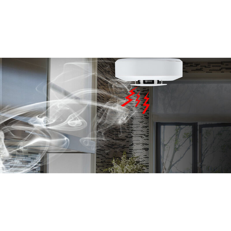 433MHz Detektor Asap Perlindungan Kebakaran Nirkabel Sensor Alarm Kebakaran Portabel untuk Sistem Alarm Keamanan Rumah Pintar