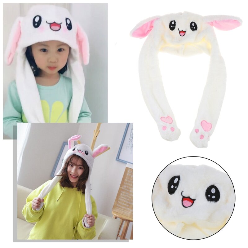 Magic Moving Ear Rabbit Hat Cute Accessories for Party Webcast Play Dancing Selfie Lovely Girl Gift Magic Hat
