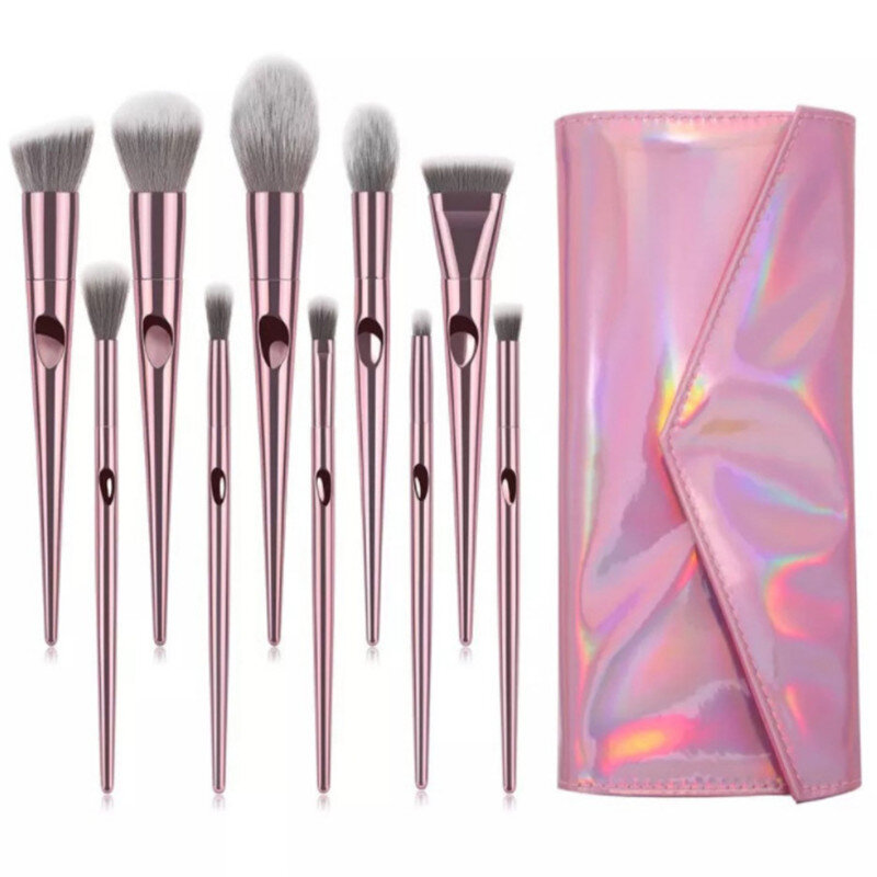 10Pcs/Set Colorful Make Up Brushes With Bag For Powder Foundation Eyeshadow Brush Cosmetic Tools lot pinceaux maquillage 30#11