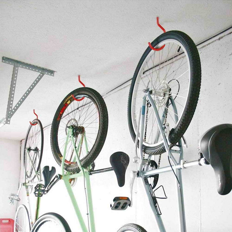 Ganchos de armazenamento de bicicleta 6 pacote-bicicleta resistente montado na parede parafuso-em cabides de utilidade conjunto ganchos de montagem na parede de aço conjunto de gancho de garagem