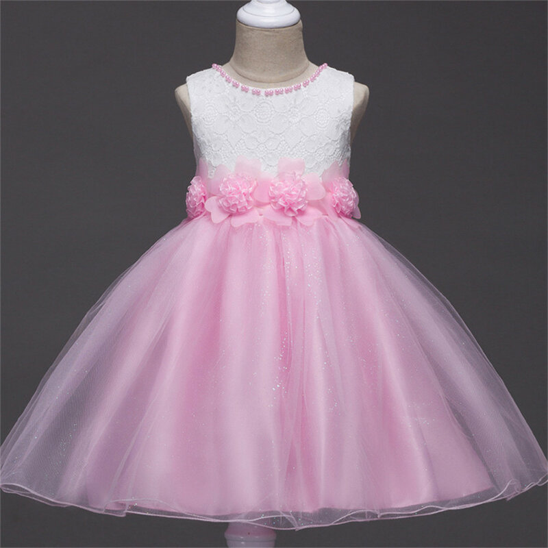 Тюлевые платья для девочек с цветочным рисунком, кружевная Свадебная розовая юбка, платья для девочек с цветочным рисунком, бандаж для девочек на день рождения и банкет