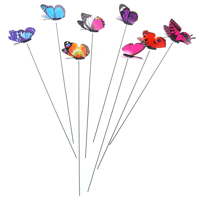 Piquets de papillon fantaisistes colorés, jardinière de jardin, décoration extérieure, décoration de pots de fleurs, 5/10 bouquet