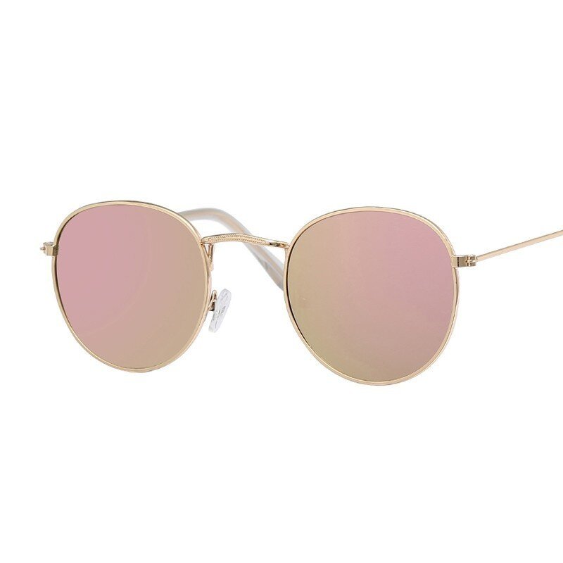 Gafas de sol redondas clásicas con montura pequeña para hombre y mujer, anteojos de sol femeninos con espejo de aleación de diseñador de marca, Estilo Vintage, 2020