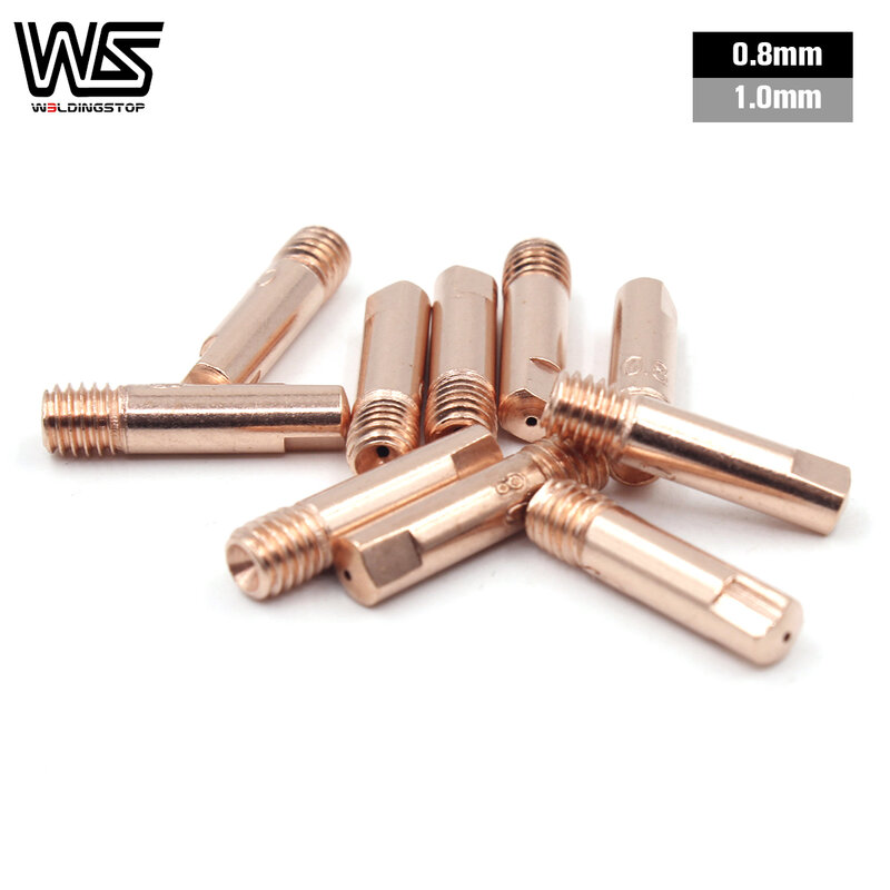 15AK MB15 M6 * 25mm Contact Tip Gas Nozzle 0.8mm / 1.0mm MIG / MAG Welding Torch PKG/10