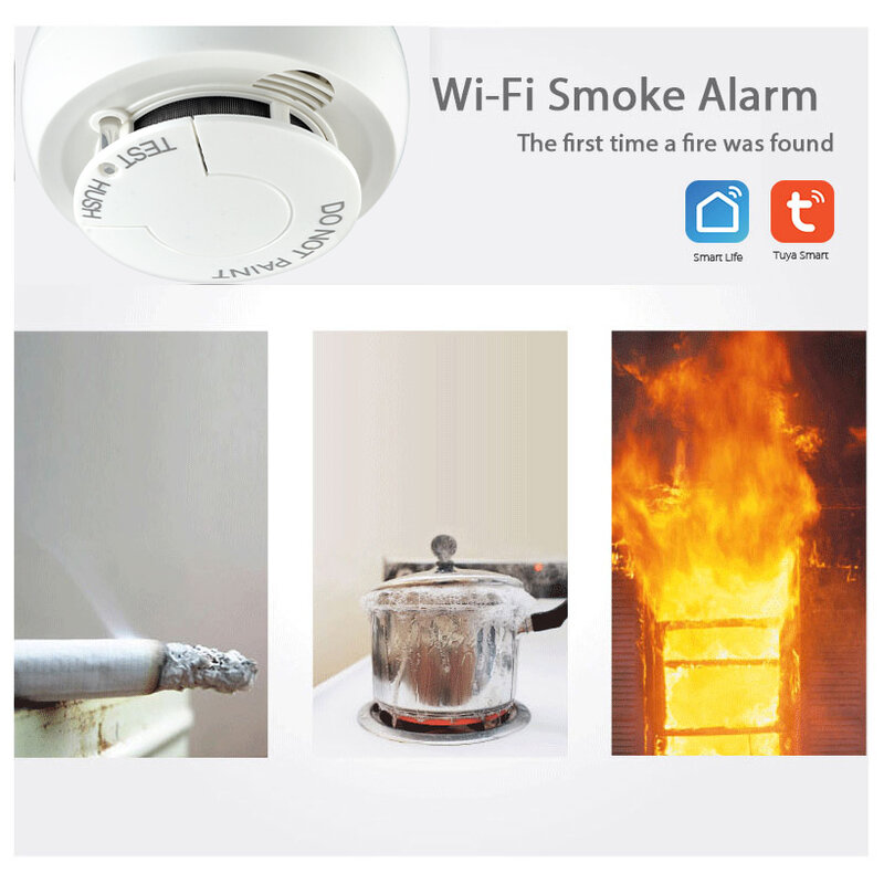 ELEOPARD Wifi เครื่องตรวจจับควันไฟ Smoke Sensor ที่มีความไวสูง Fire Alarm System สำหรับ Smart Life