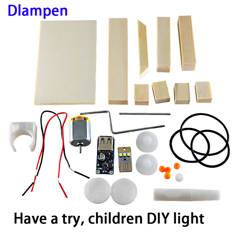 ใหม่ DIY led light สำหรับเด็กการทดลองทางวิทยาศาสตร์แม่เหล็กไฟฟ้าเหนี่ยวนำไม้หลอดไฟ