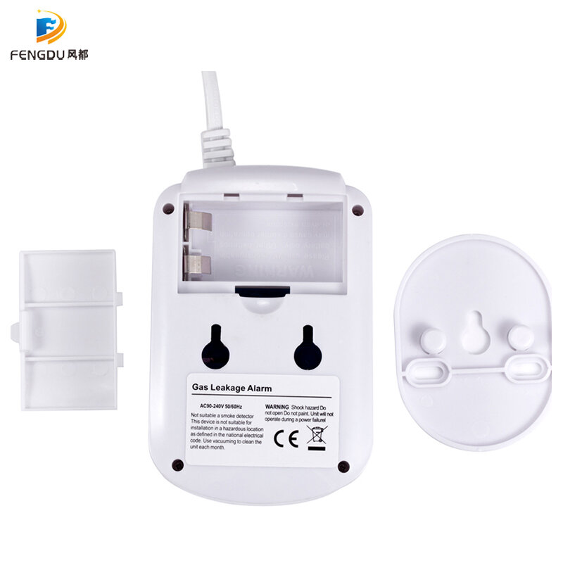 Detector de gás de aviso de voz kit de alarme de cozinha independente da ue plug in combustível natural display lcd sensor de vazamento de gás de alarme