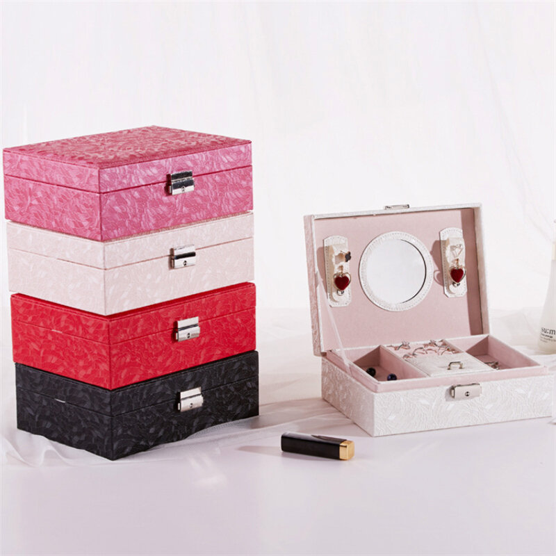 Jwwwbox Luxe Multilayers Grote Sieraden Doos Voor Vrouwen Oorbellen Ringen Armbanden Sieraden Verpakking Display Box Met Spiegel JWBX51