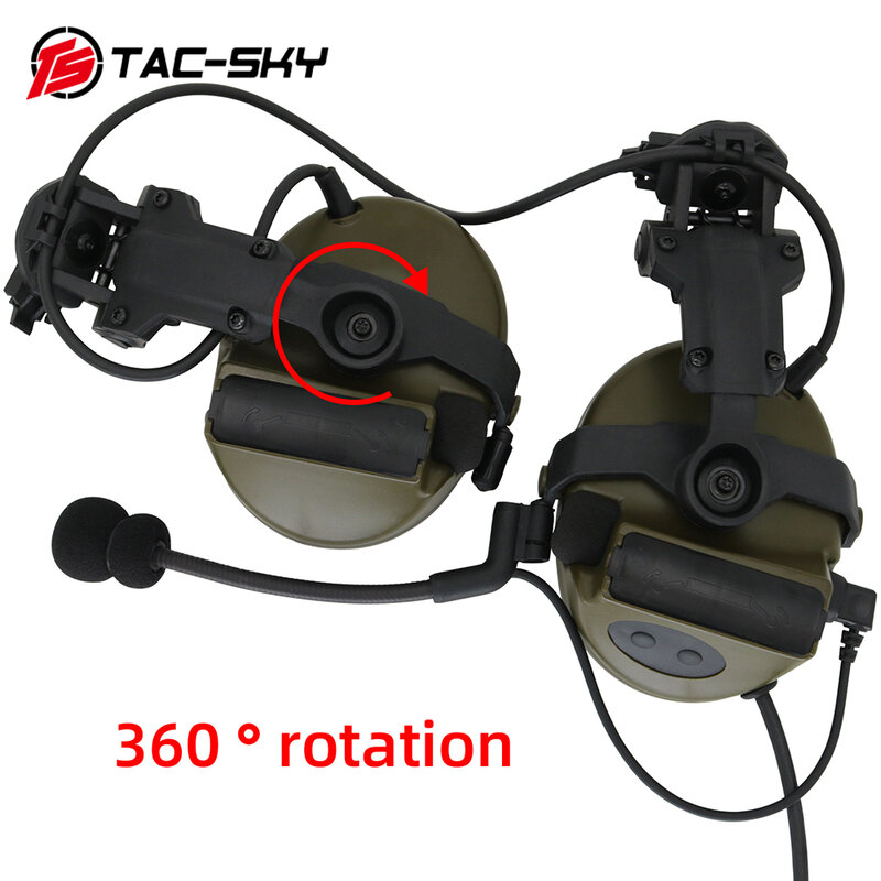 TAC-SKY Airsoft Sport Tactical COMTAC II Headphone Helm ARC Track Bracket Headphone Earmuff Silikon FG