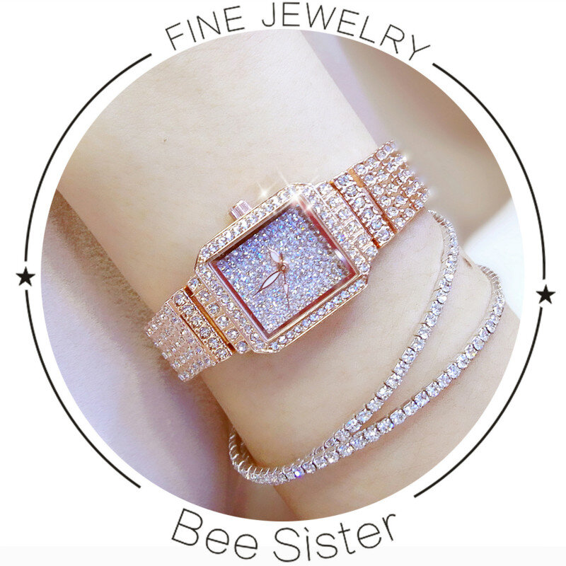 BS горячая Распродажа, высококачественные женские часы с цепочкой, женские часы с кристаллами, женские часы, роскошные женские часы с датой