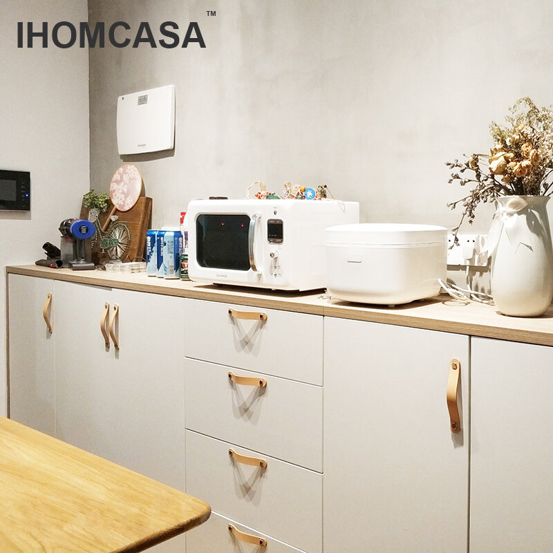Кожаные ручки для шкафа в скандинавском стиле для мебели, шкафа, чулана, гардероба, кухонные ручки, винтажные ручки для ящиков и дверей IHOMCASA
